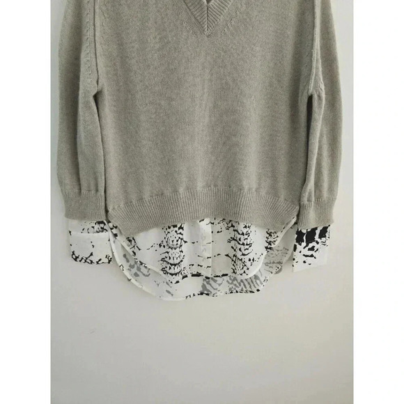 Brochu Walker Looker Cashmere Wool Layered V-Neck Oversize Sweater FLAWS size S - Picture 5 of 16